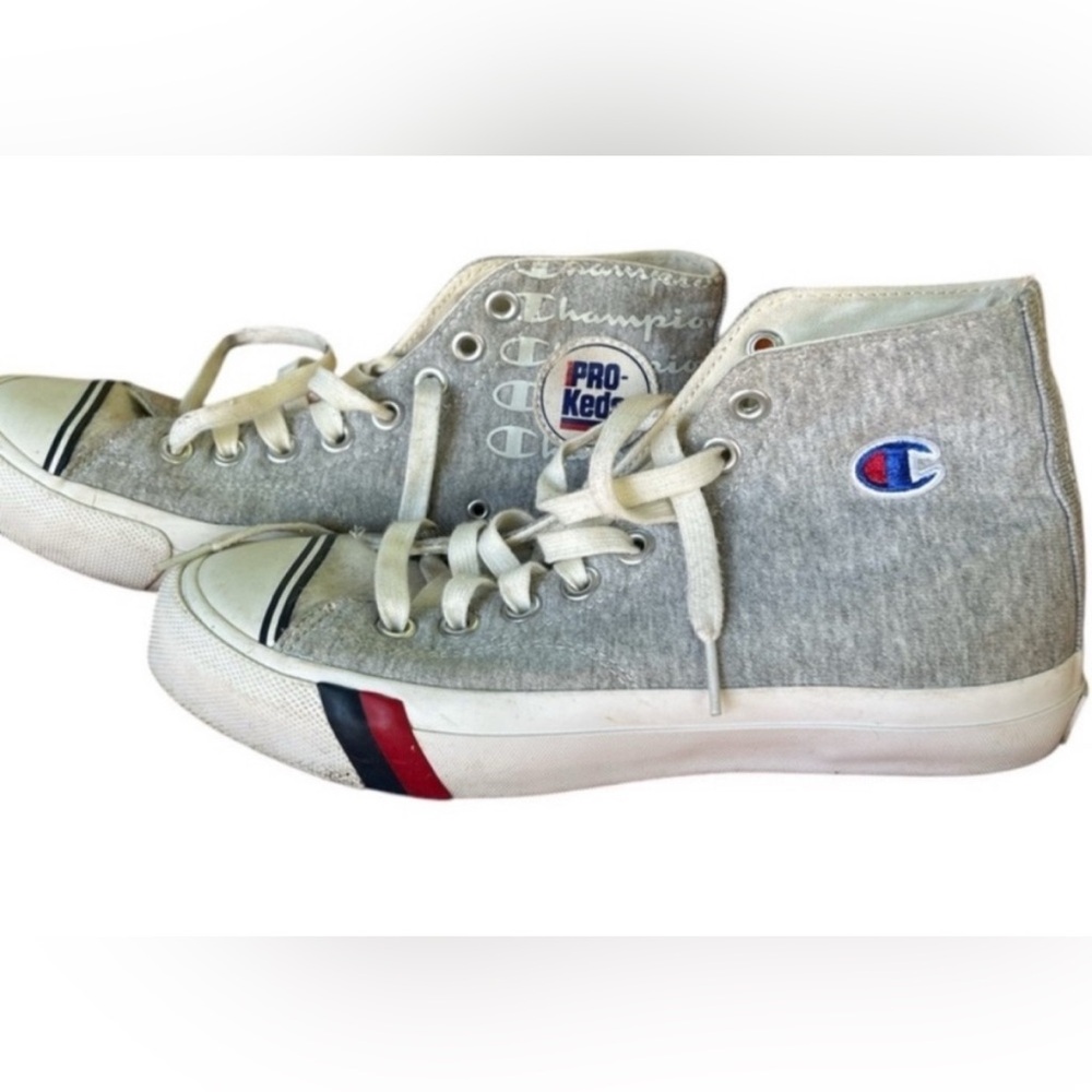 Champion Pro Keds Collaberation  Gray and White High-Top Jersey Sneakers 7